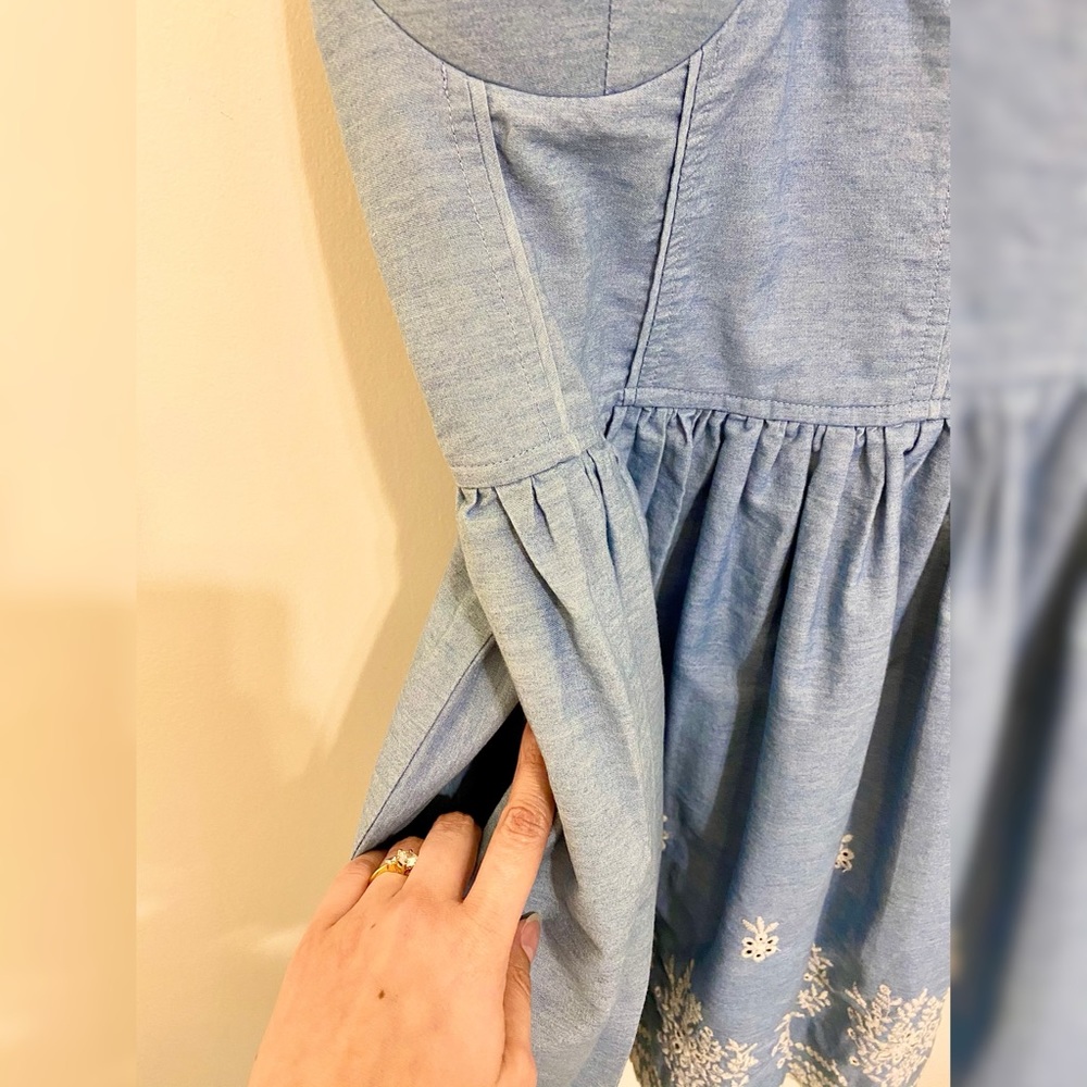 Rush Blue Casual Spaghetti Strap Dress Padded Cups Sz Small with Pockets - Picture 4 of 10